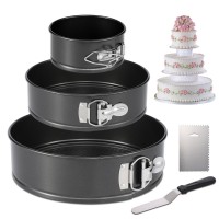 Non stick cake Pan -springform pan set of 3  with Icing Spatula and Icing Smoother